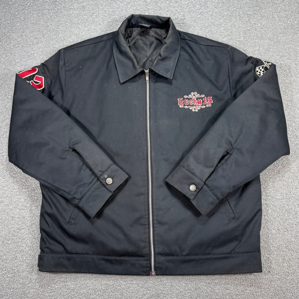 Vintage Lucky 13 Jacket Men's XL Grease Gas and Glory Quilted 90s Rockabilly